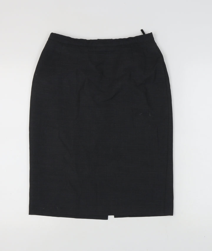 Marks and Spencer Women's Grey Wool Pencil Skirt Size 12