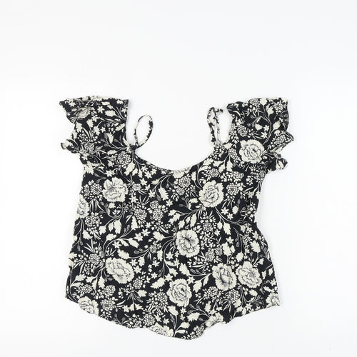 Miss Selfridge Women's Black Floral Top, Size 10