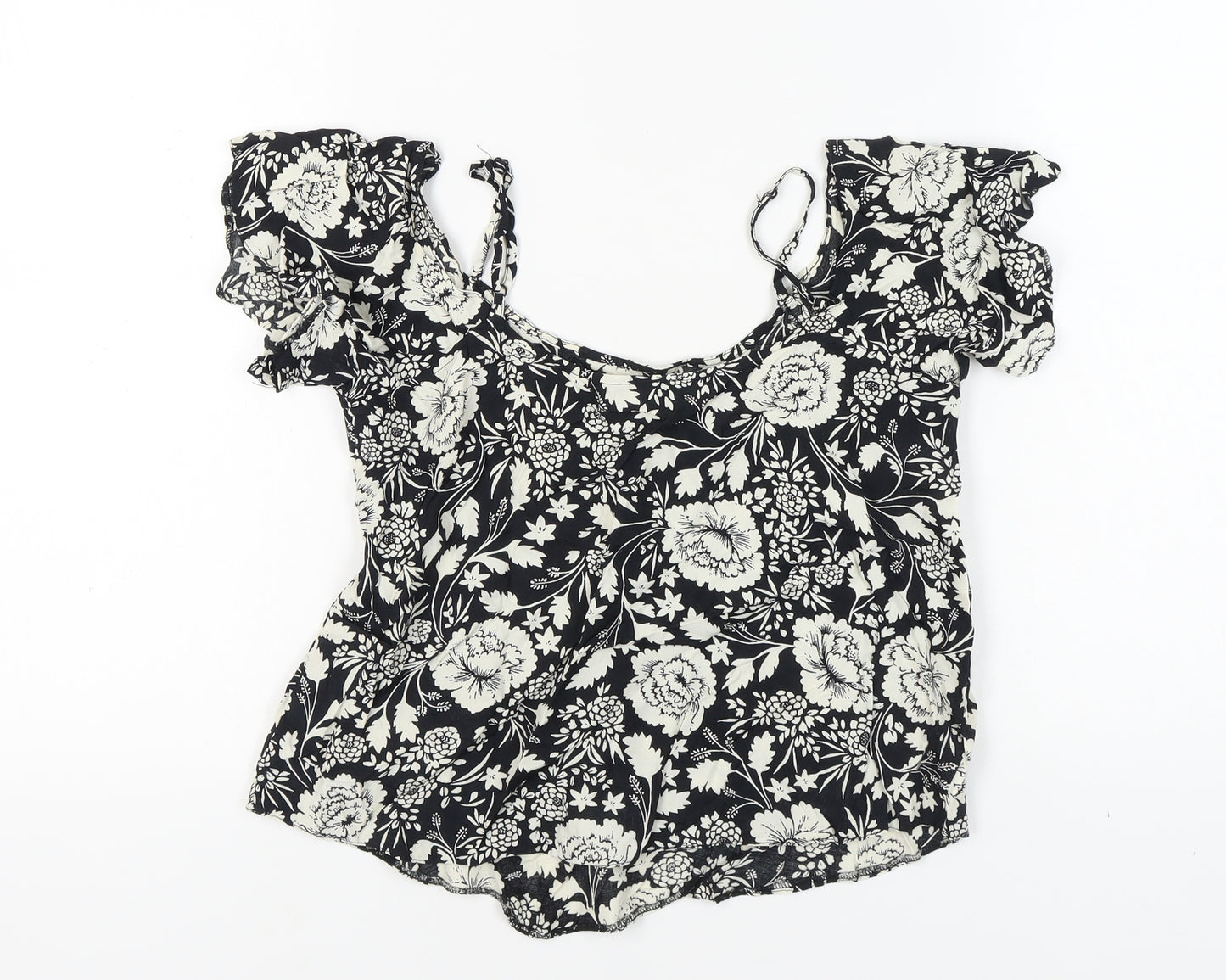 Miss Selfridge Women's Black Floral Top, Size 10