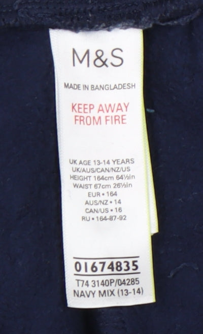 Marks and Spencer Girls Blue Jogger Trousers 13-14 Years