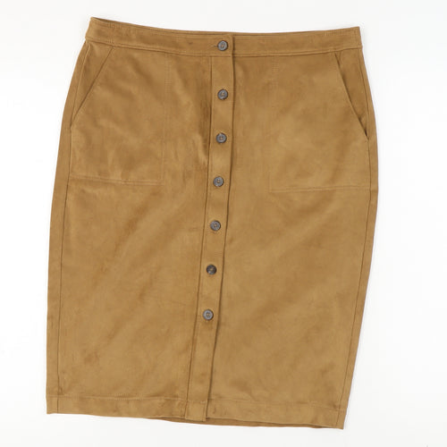 Marks and Spencer Women's Beige Knee Length Pencil Skirt