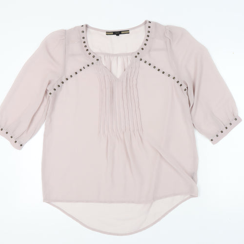 Next Women's Beige Studded Blouse Size 14