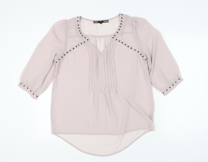 Next Women's Beige Studded Blouse Size 14