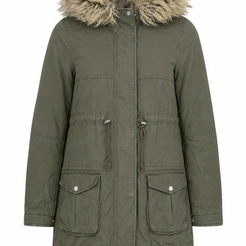 H&M Women's Green Parka XS with Fur Hood
