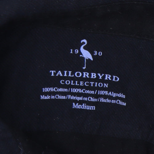 Tailorbyrd Men's Black Long Sleeve Button-Up Shirt M