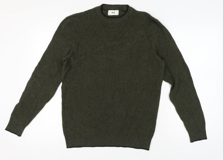 C&A Men's Green Pullover Jumper Medium