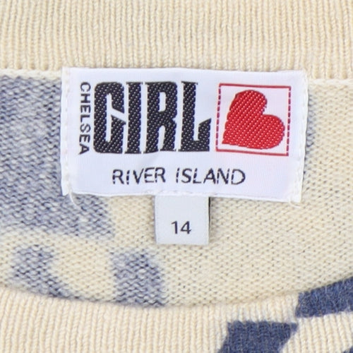 River Island Beige Animal Print T-Shirt Dress Teens Size 14