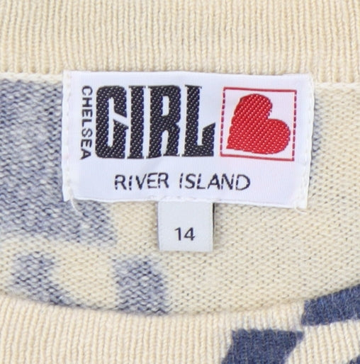River Island Beige Animal Print T-Shirt Dress Teens Size 14