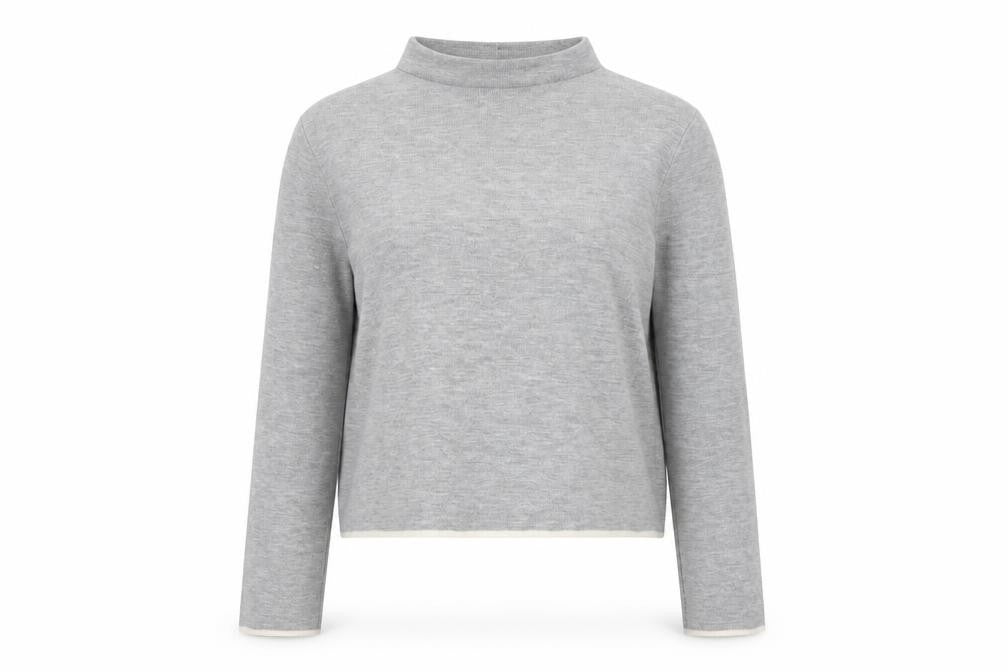 Front view of Topshop Women's Grey Mock Neck jumper, size 12