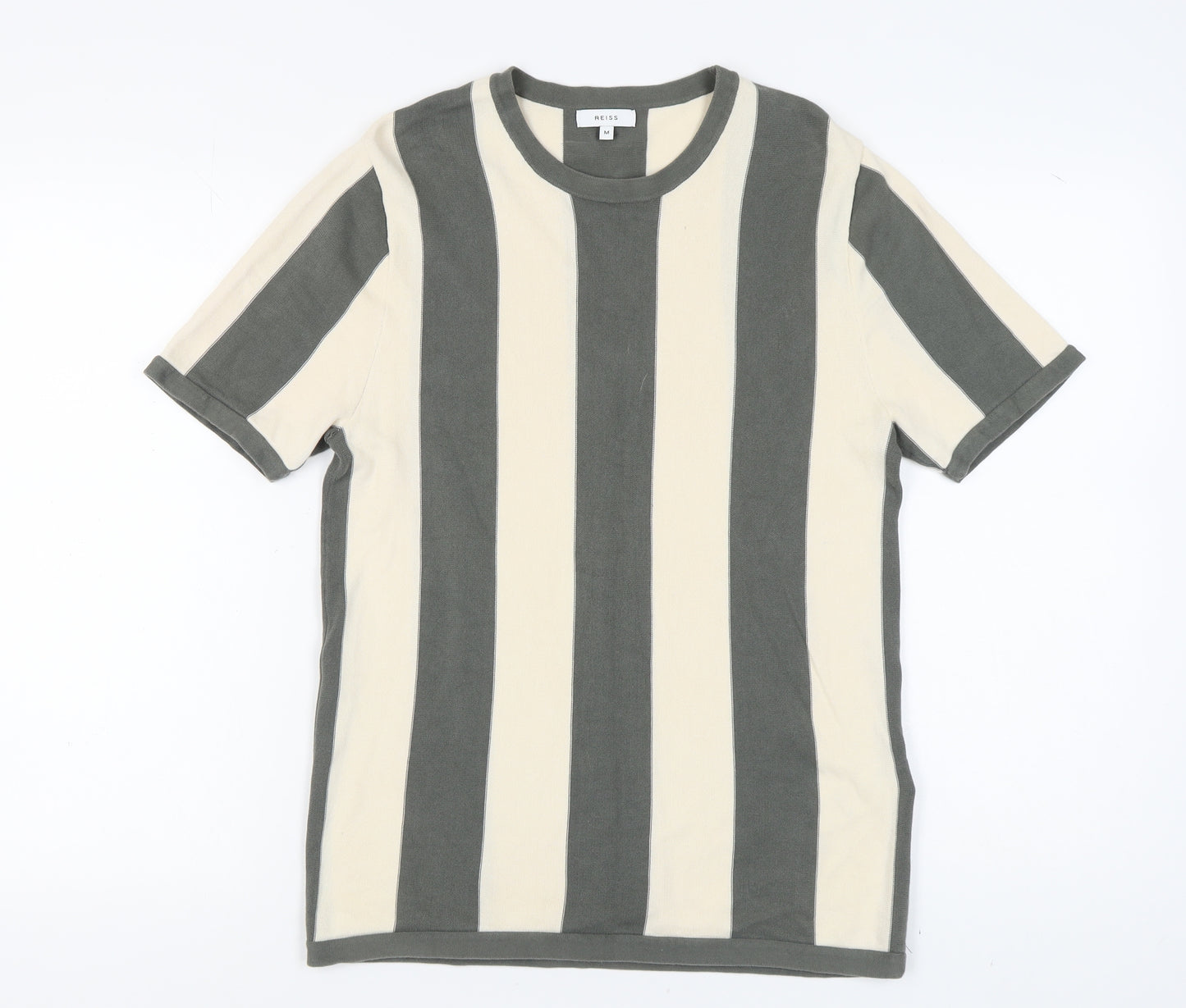 Reiss Men's Beige Striped Jumper, Size M