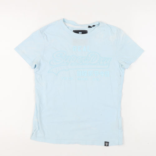 Superdry Women's Blue T-Shirt, Size 6, Casual Summer Wear