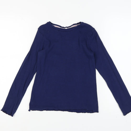 Mantaray Girls Blue Long Sleeve Knit Top Size 12 Crew Neck Basic