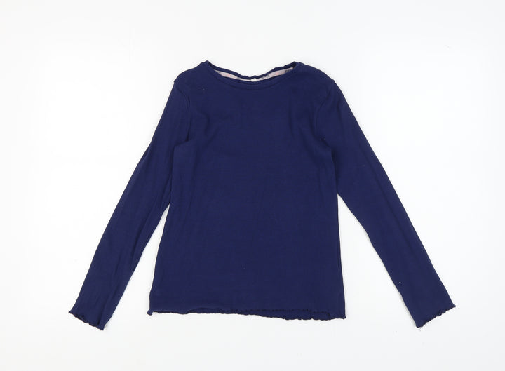 Mantaray Girls Blue Long Sleeve Knit Top Size 12 Crew Neck Basic