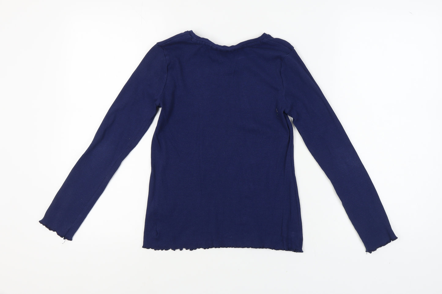 Mantaray Girls Blue Long Sleeve Knit Top Size 12 Crew Neck Basic