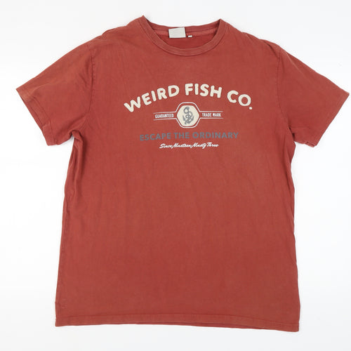 Weird Fish Men's Red Graphic Print T-Shirt L