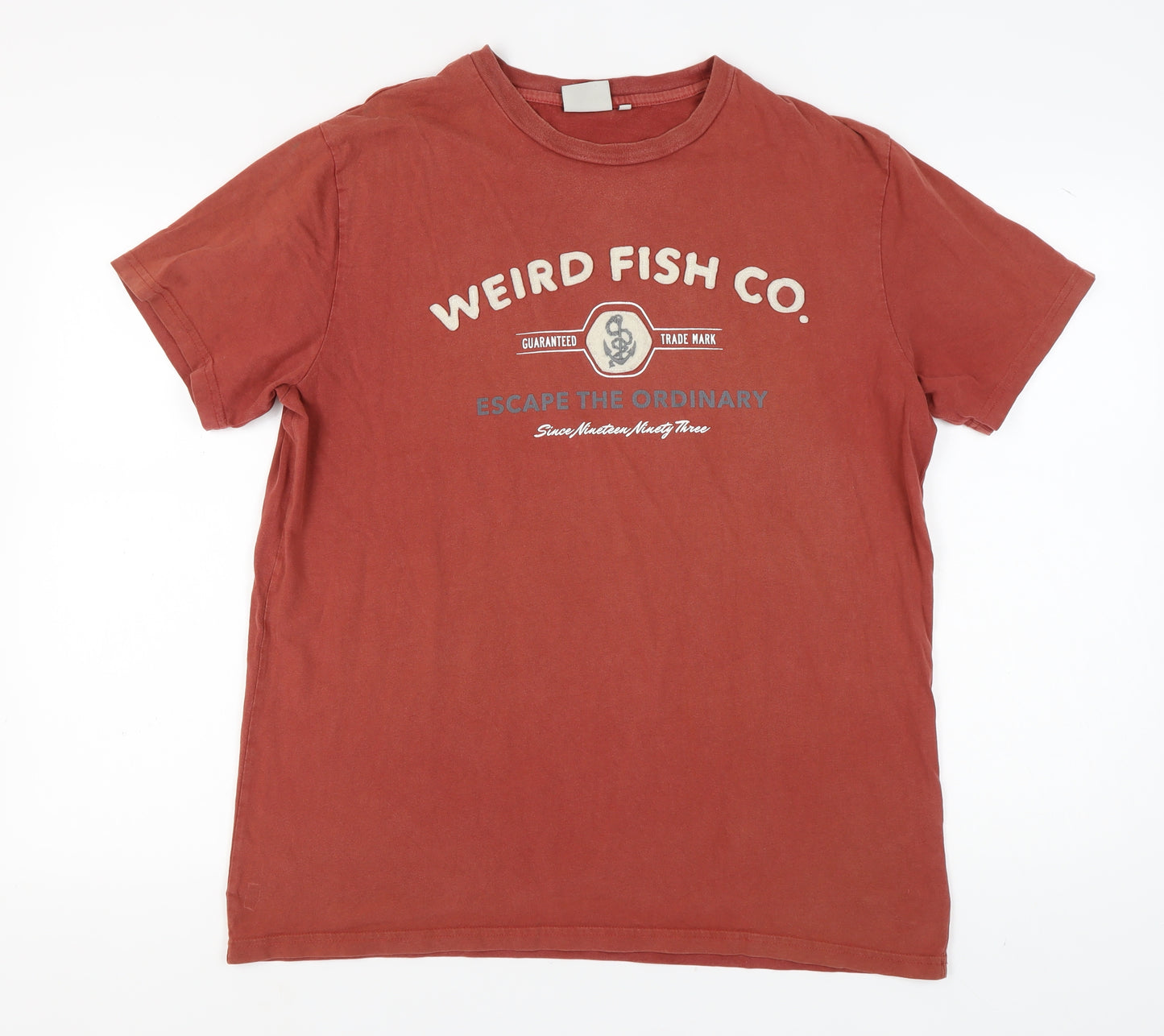 Weird Fish Men's Red Graphic Print T-Shirt L