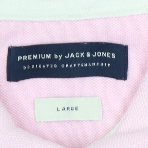 Jack & Jones Pink Mens Polo Shirt L Casual