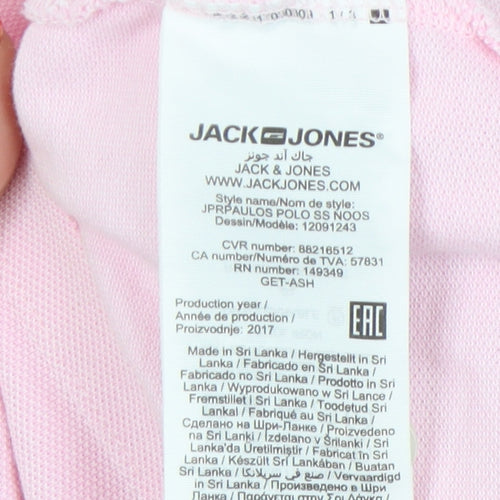 Jack & Jones Pink Mens Polo Shirt L Casual