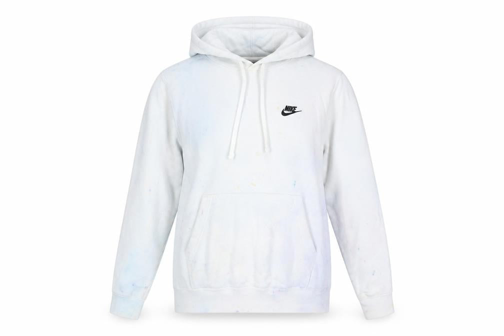 Front view of Nike Women's White Hoodie Small, Logo, Hooded, Cotton