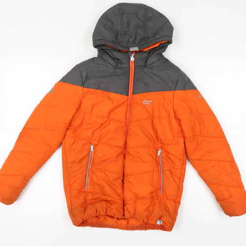Regatta Boys Orange Puffer Jacket, Hooded, Size 13 Years