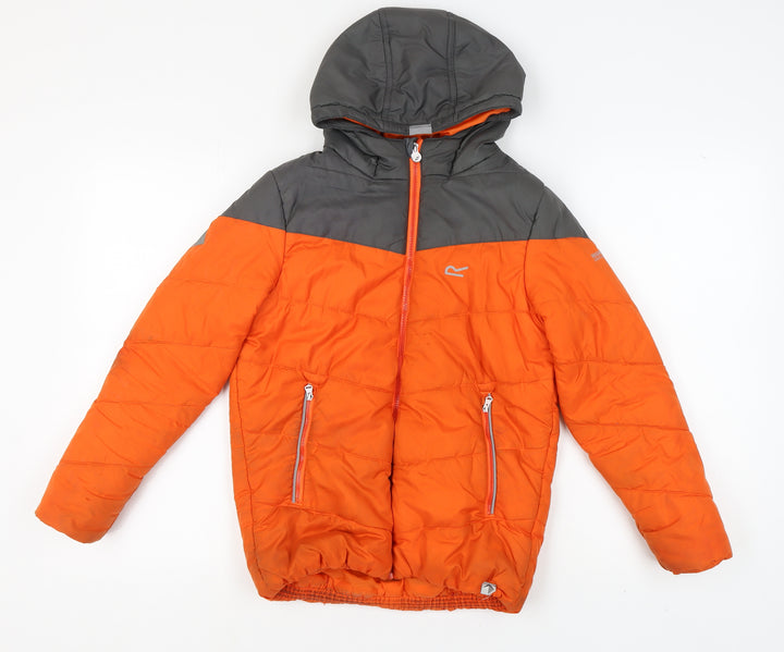 Regatta Boys Orange Puffer Jacket, Hooded, Size 13 Years