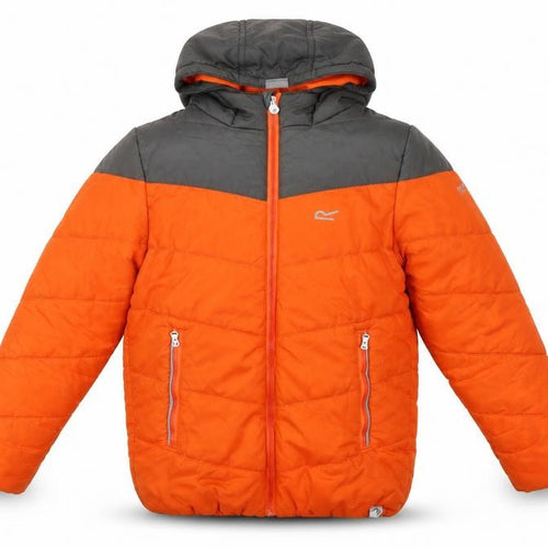 Regatta Boys Orange Puffer Jacket, Hooded, Size 13 Years