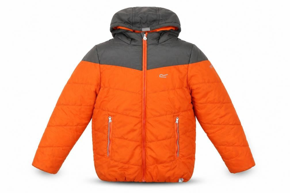 Regatta Boys Orange Puffer Jacket, Hooded, Size 13 Years