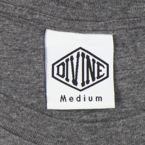 Divine Men's Grey Cotton Short Sleeve T-Shirt M
