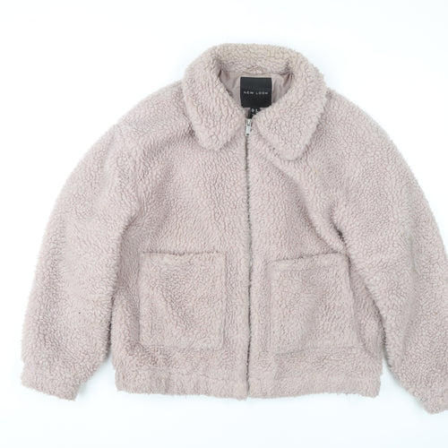 New Look Women's Beige Fleece Puffer Jacket Size M
