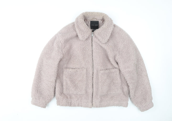 New Look Women's Beige Fleece Puffer Jacket Size M