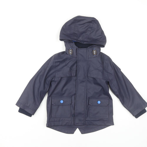 Marks & Spencer Boys Blue Parka Coat 2 Years Hooded