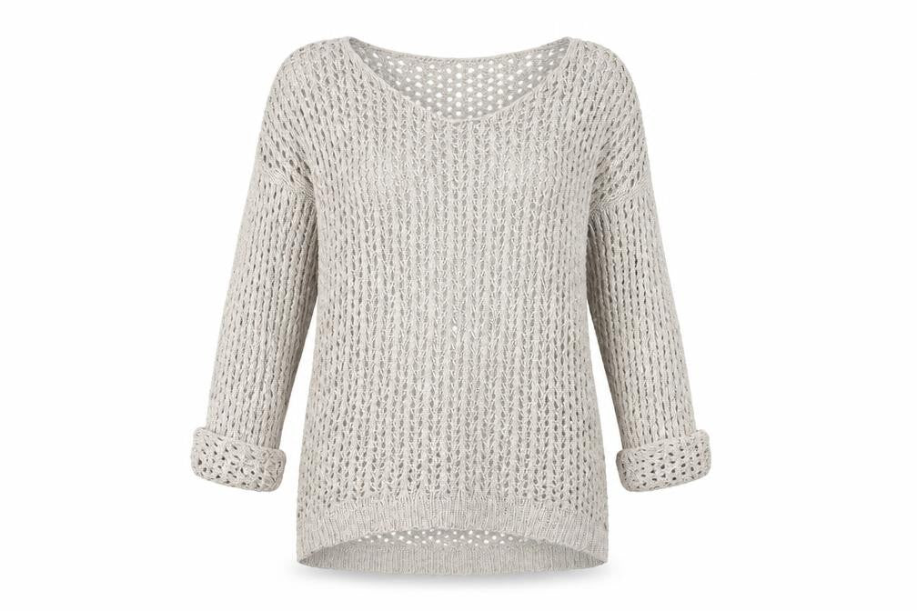 Front view of River Island Women's Beige Open-Knit jumper, size 16