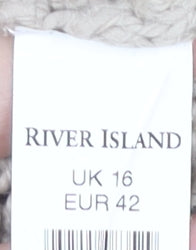 River Island Women's Beige Open-Knit Pullover Jumper Size 16
