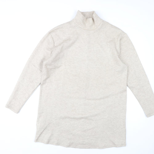 MNG Women Beige Roll Neck Pullover Jumper S
