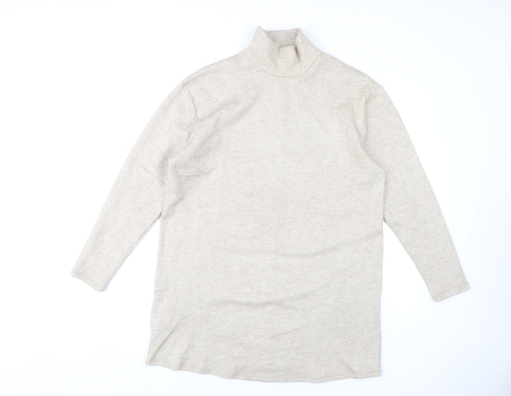 MNG Women Beige Roll Neck Pullover Jumper S