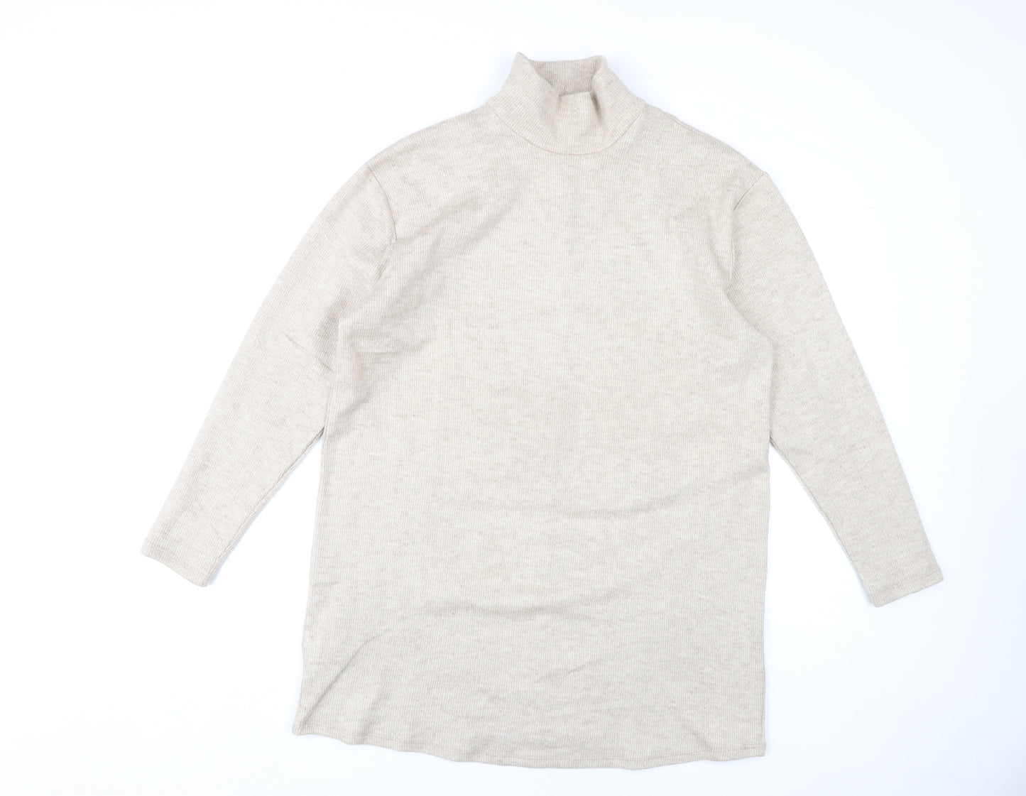 MNG Women Beige Roll Neck Pullover Jumper S