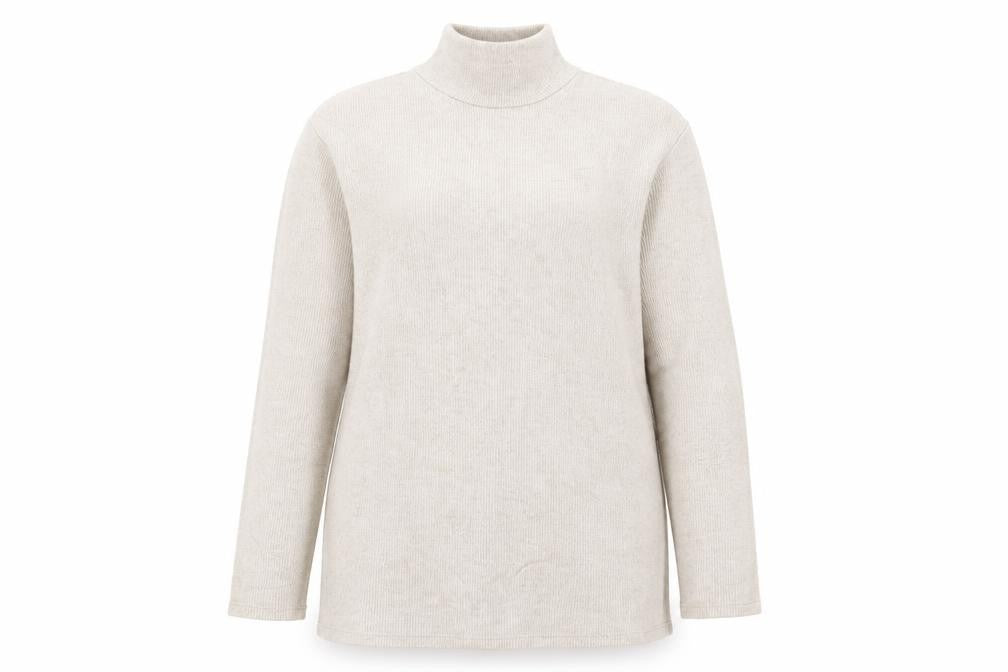 Front view of Mango Women Beige Roll Neck jumper S