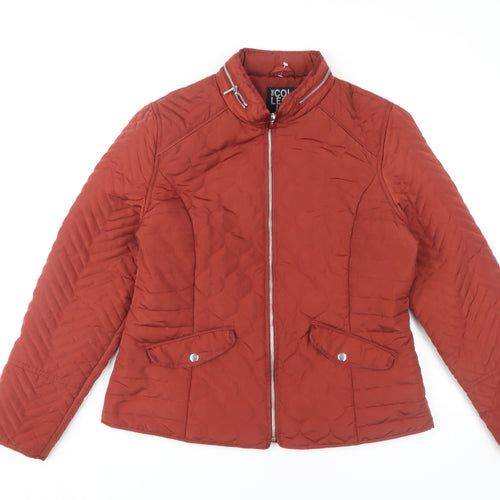 Debenhams Women's Red Quilted Zip Jacket Size 14