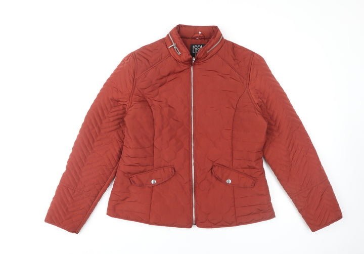 Debenhams Women's Red Quilted Zip Jacket Size 14