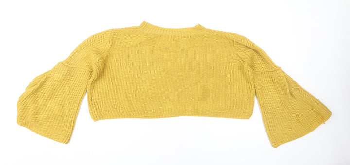 AX Paris Women's Yellow Bell Sleeve Pullover Jumper