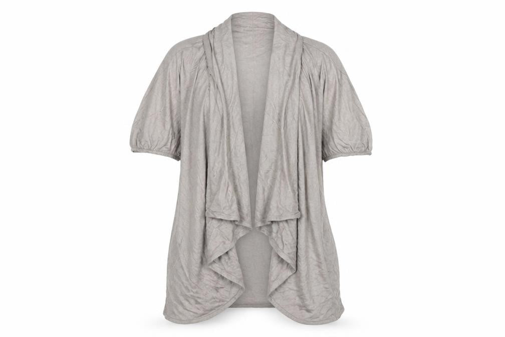 Front view of Et Vous Women's Beige Open Front Cape Jumper, size 12