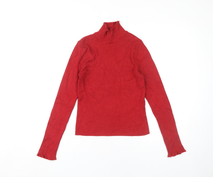 Stradivarius Red High Neck Women's Pullover Jumper L