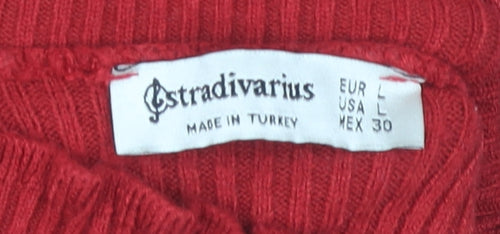 Stradivarius Red High Neck Women's Pullover Jumper L