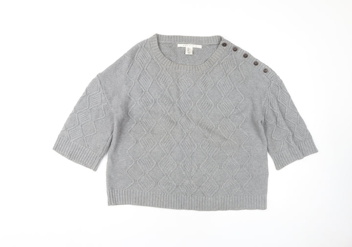 Max Studio Women's Grey Pullover Jumper, L, 3/4 Sleeve