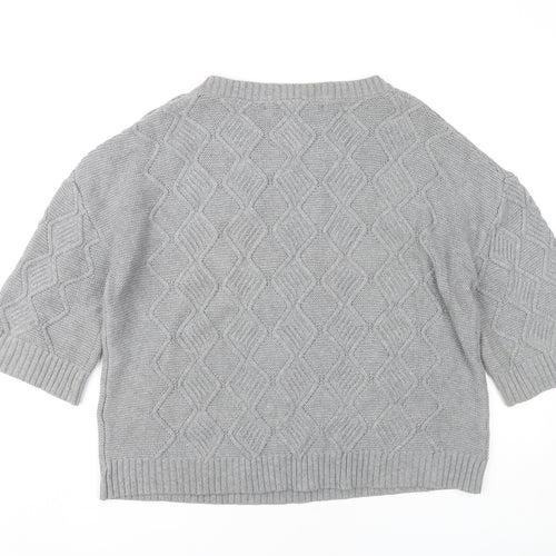 Max Studio Women's Grey Pullover Jumper, L, 3/4 Sleeve