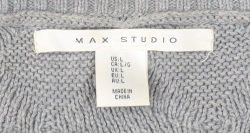 Max Studio Women's Grey Pullover Jumper, L, 3/4 Sleeve
