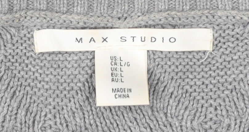 Max Studio Women's Grey Pullover Jumper, L, 3/4 Sleeve