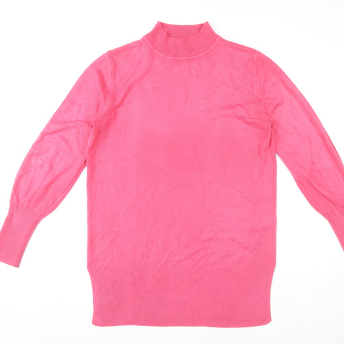Marks and Spencer Women's Pink Mock Neck Jumper Medium