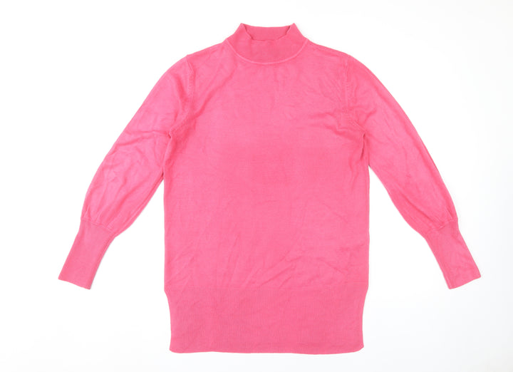 Marks and Spencer Women's Pink Mock Neck Jumper Medium