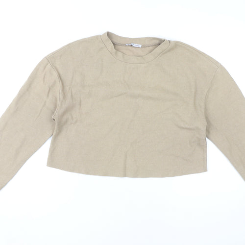 Zara Women's Beige Pullover Sweatshirt Size 8